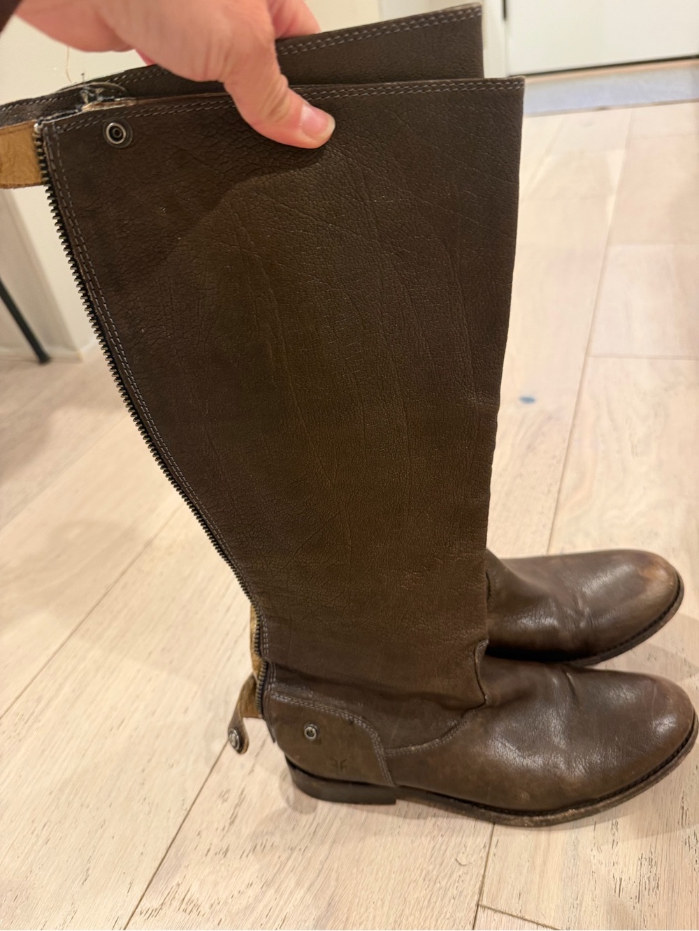 Frye Dark Brown Leather Knee-High Riding Boots